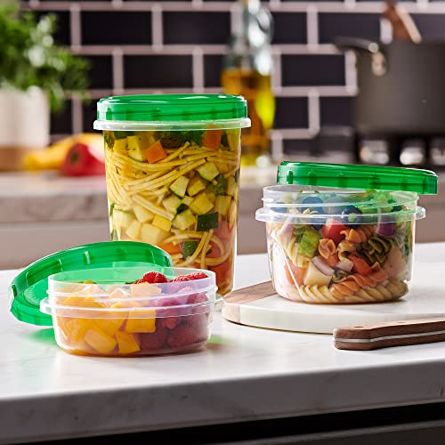 6 Pack Twist Cap Food Storage Containers with Green Screw on Lid, 16 oz, Freezer and Microwave Safe W967560