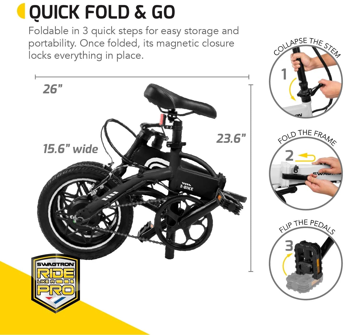 Folding Electric Bike with Pedals, Lightweight Aluminum C7843