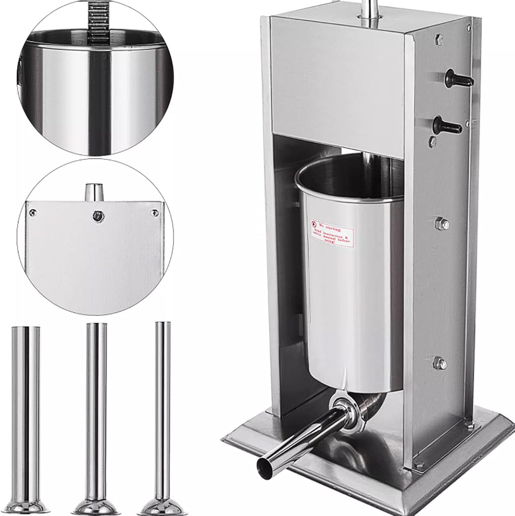 Manual Sausage Stuffer, Dual Speed Vertical Meat Filler, Stainless Steel, 3L, 3 Stuffing Tubes X861