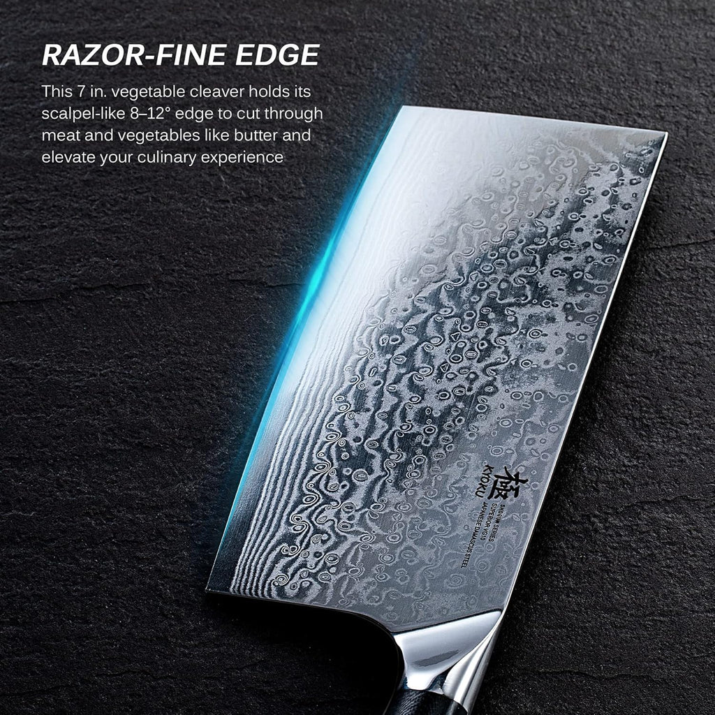 Vegetable Cleaver Knife 7 Inch, Japanese VG10 Steel Core Damascus Blade with Sheath V110606