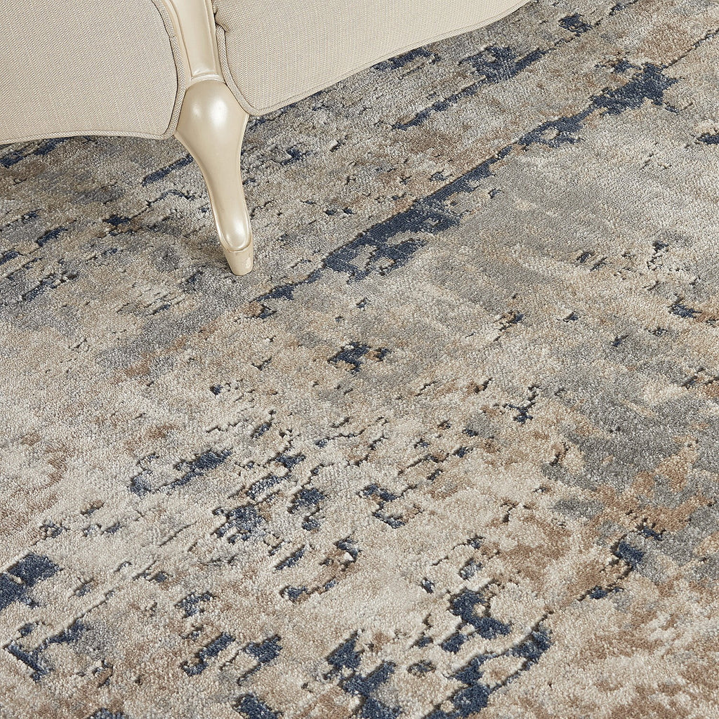 Abstract Distressed Beige/Grey Area Rug 10' x 14' O5213