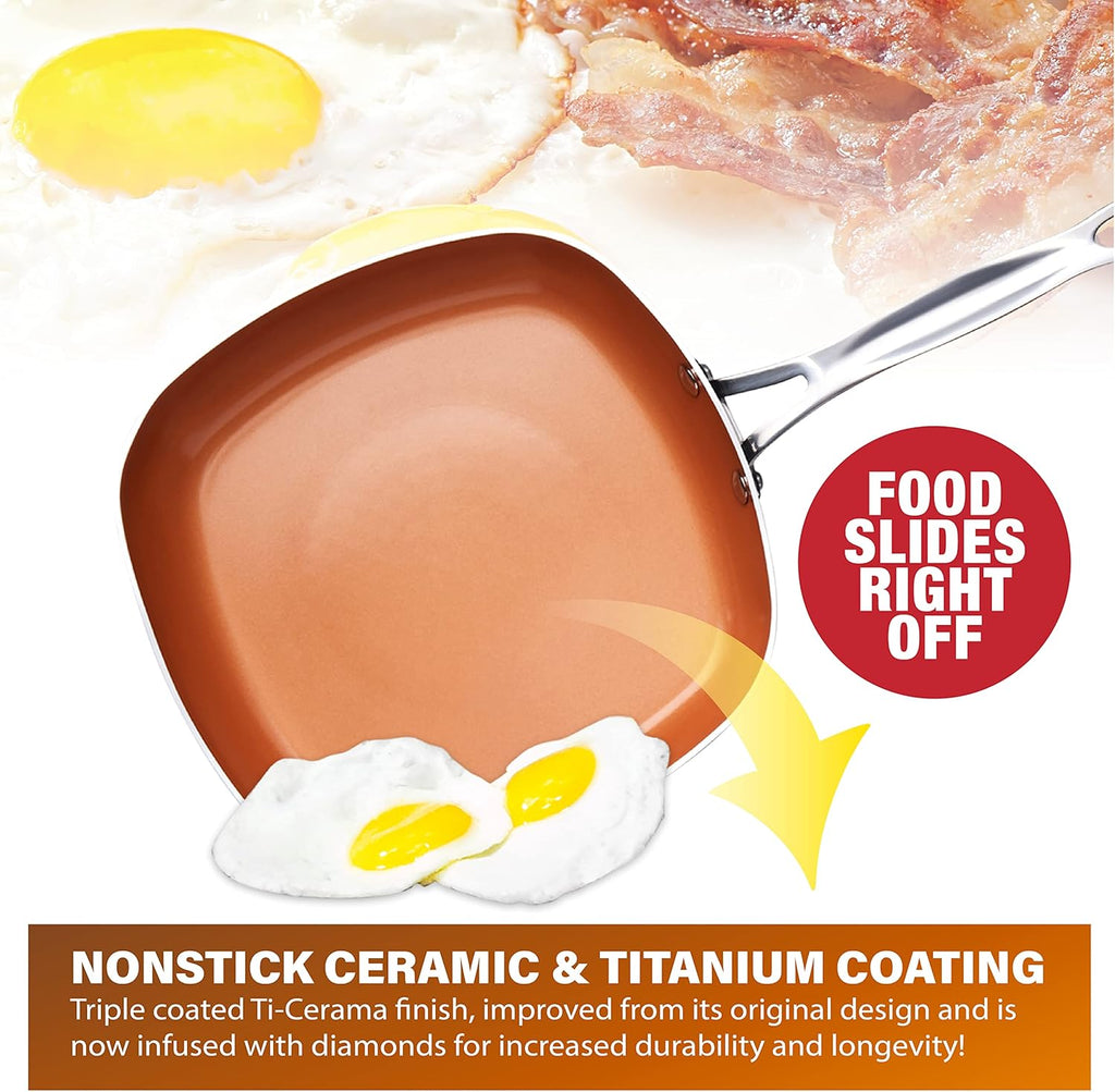 Non Stick Frying Pan, 11" Square Ceramic, Induction Safe Z19065