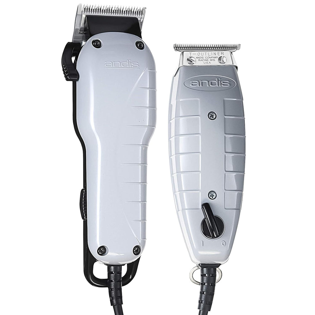 Barber Combo - High-Speed Adjustable Clipper & T-Blade Trimmer with Fine Teeth for Dry Shaving, Outlining and Fading U9813