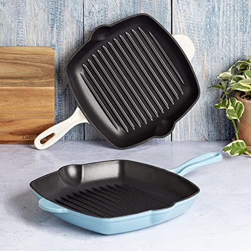 Enameled Cast Iron Square Griddle Grill Pan with Ridges, 11-Inch V2455