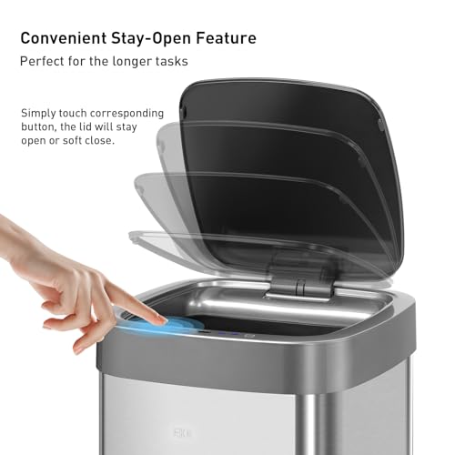 Touchless Motion Sensor Trash Can, 50 Liter, Matte Stainless Steel G2167