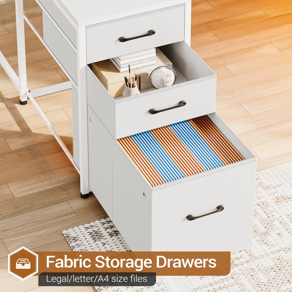 L Shaped Computer Desk with Power Outlet and Storage Shelves C754138