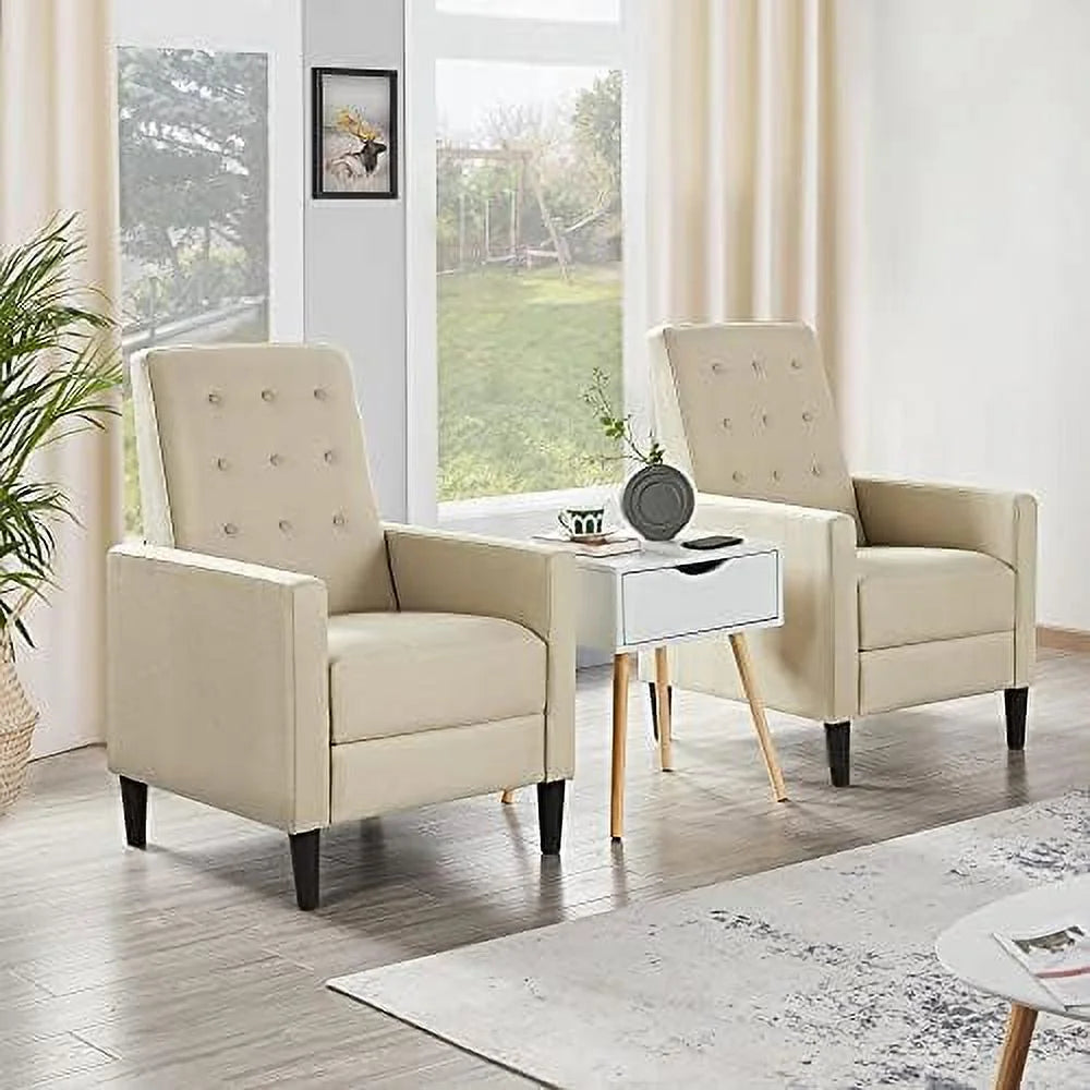 Mid-Century Modern Fabric Recliner Chair with Thicker Seat Cushion H1641
