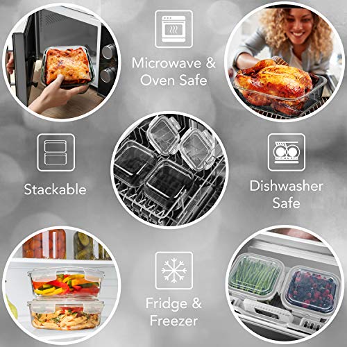 Large Glass Food Storage Containers with Airtight Lids, Oven and Freezer Safe D19741
