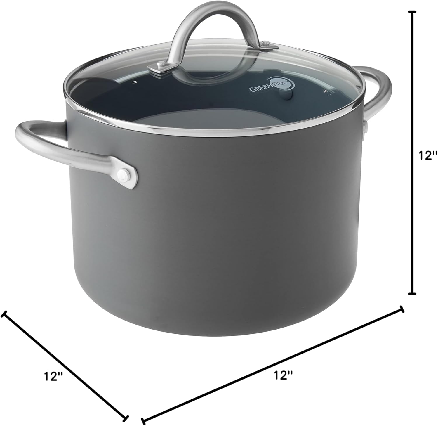 Hard Anodized Ceramic Nonstick 8QT Stock Pot with Lid, PFAS-Free, Oven Safe B645