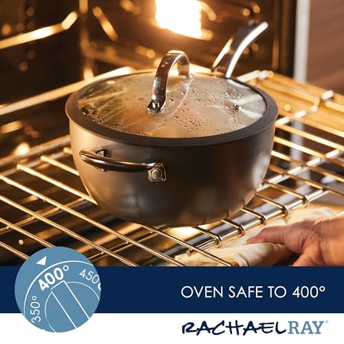 Hard Anodized Nonstick Saucier Pan with Lid, 4.5 Quart E831259