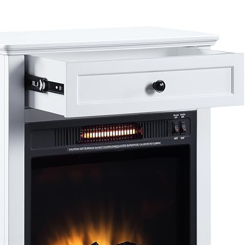 Electric Fireplace with Mantel, 1500W Freestanding Heater with Log Hearth U397