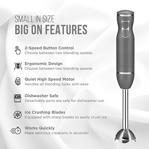 Immersion Hand Blender with Stainless Steel Shaft, 2-Speed Control, 300 Watts P2097