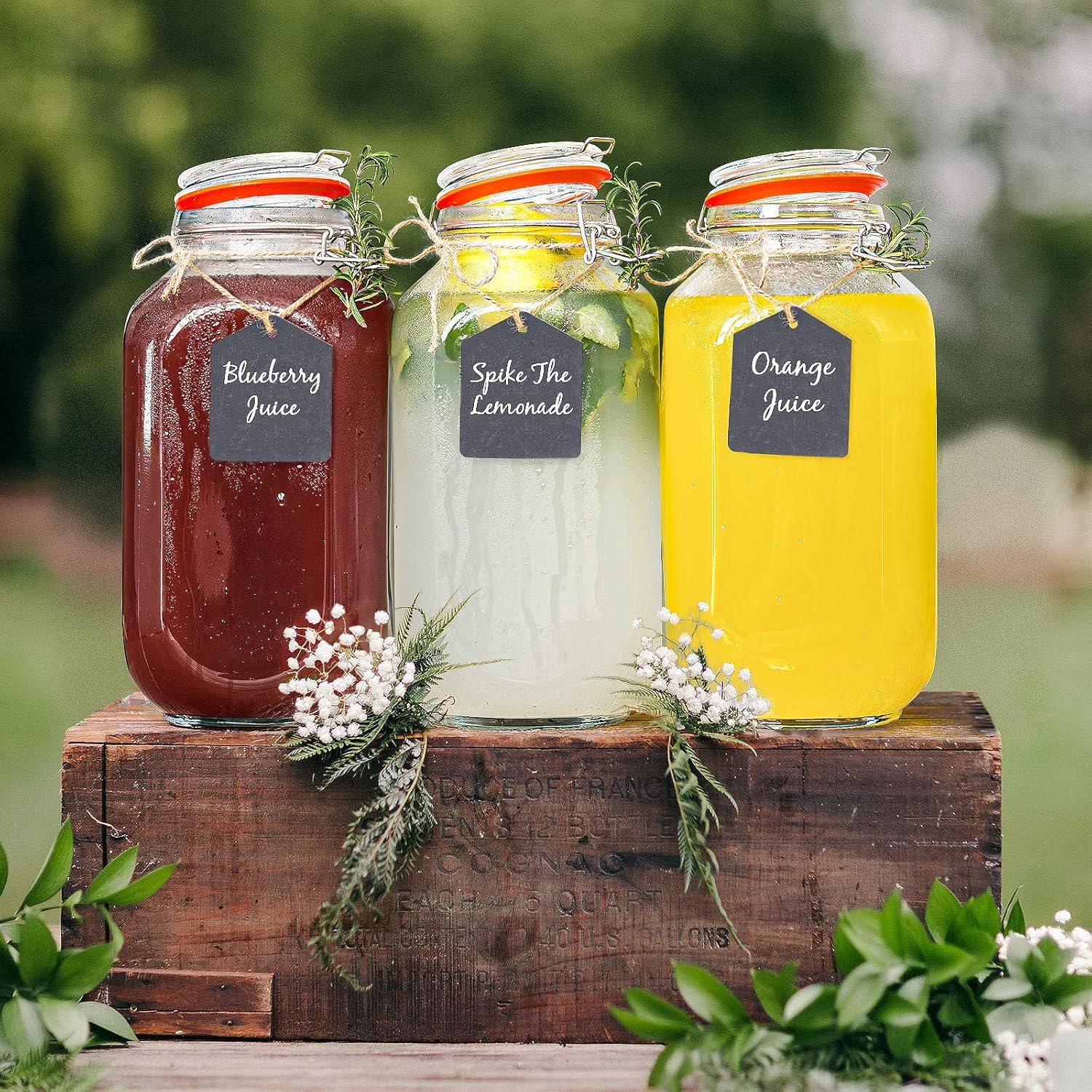 1 Gallon Square Glass Storage Jars with Airtight Lids, 2 Pack L70464