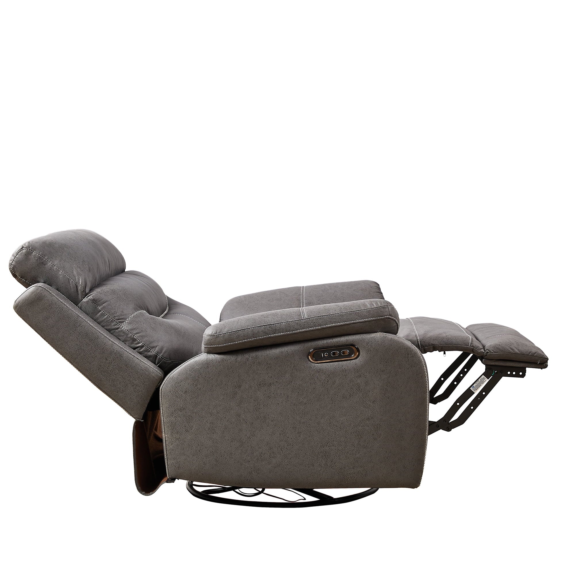 Power Recliner Chair with Swivel and Rocking Function, Gray U426