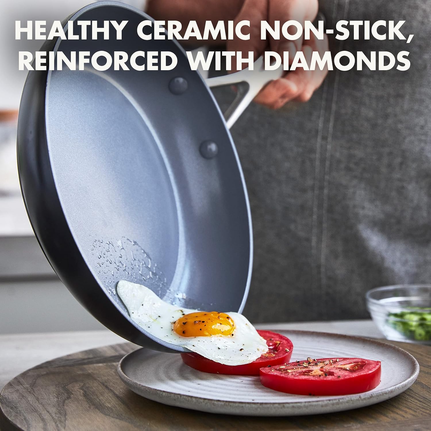 Healthy Ceramic Nonstick 8 Inch Frying Pan with Glass Lid K7795
