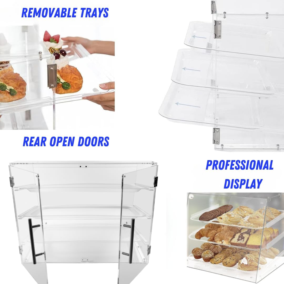 3-Tier Countertop Pastry Display Case with Rear Door L273228