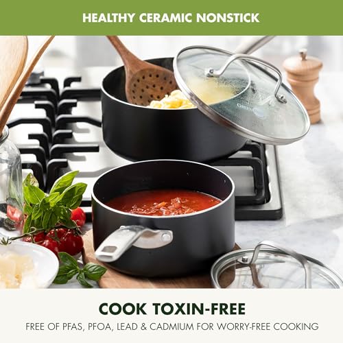 Hard Anodized Ceramic Nonstick 3QT Saucepan Pot with Lid S87909