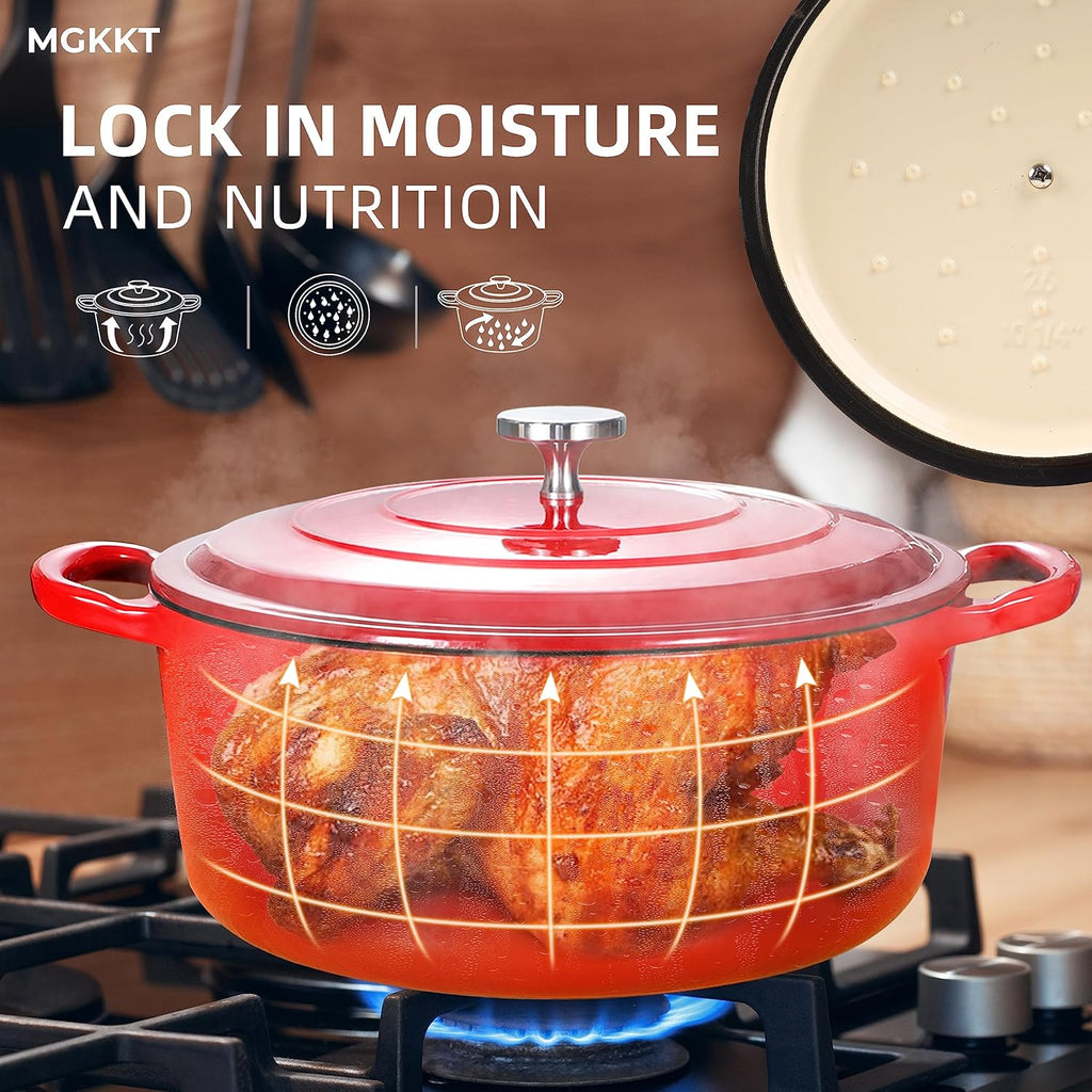 4.5 Quart Enamel Cast Iron Dutch Oven with Lid, Red V515733