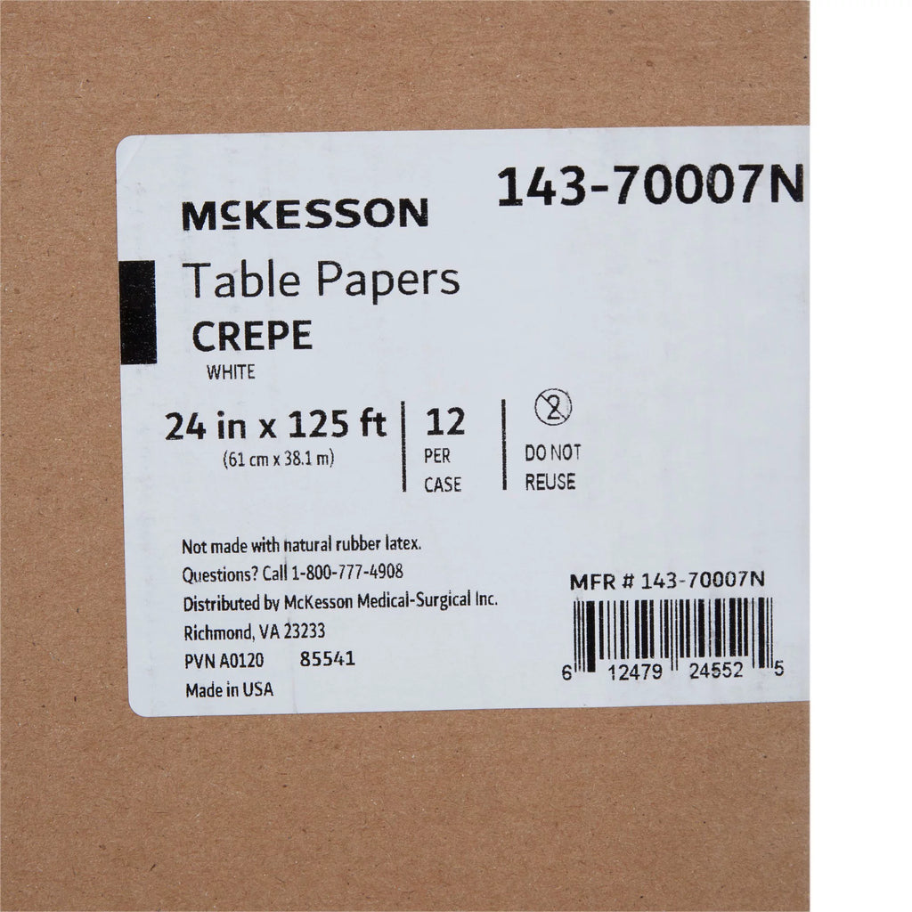Table Paper White Crepe 24'' W x 125' L 12 Rolls P981346