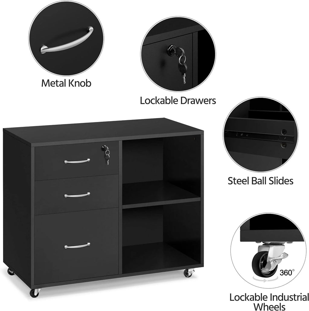 3 Drawer Lateral File Cabinet with Lock for Letter A4 Q625797