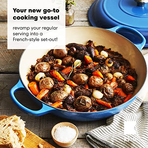 Red Enameled Cast Iron Casserole Dish with Lid, 3.8 Quart V646
