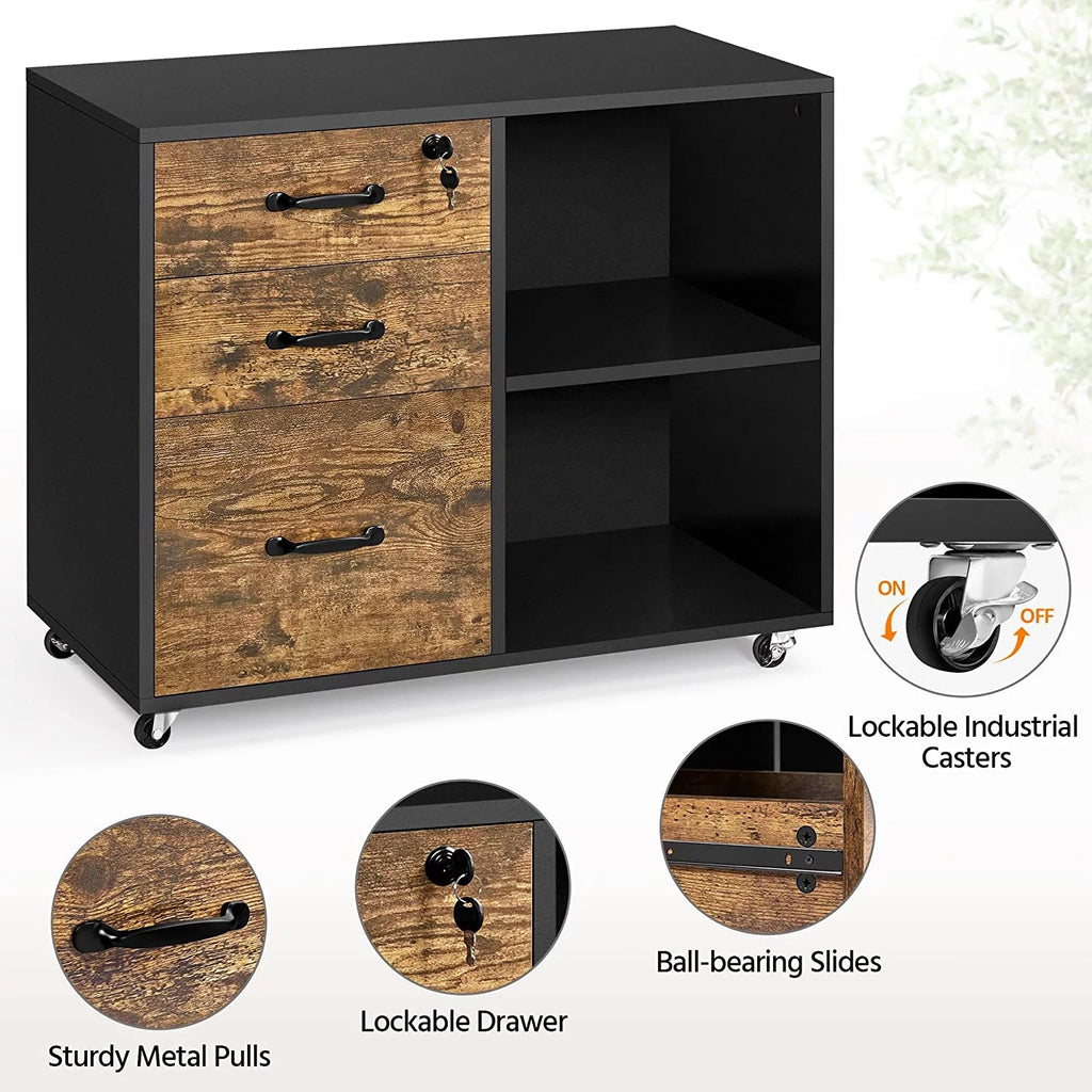 3 Drawer Lateral File Cabinet with Lock for Letter A4 Q625797