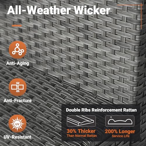 9 Piece Outdoor Wicker Patio Furniture Set with Fire Table and Swivel Chair G4917