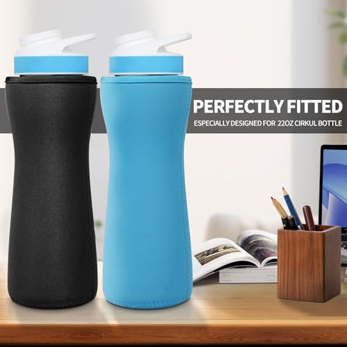 2 Pack Sleeve for 22oz Water Bottle, Protective Insulated Cover, Fitted Design (Black) J202531
