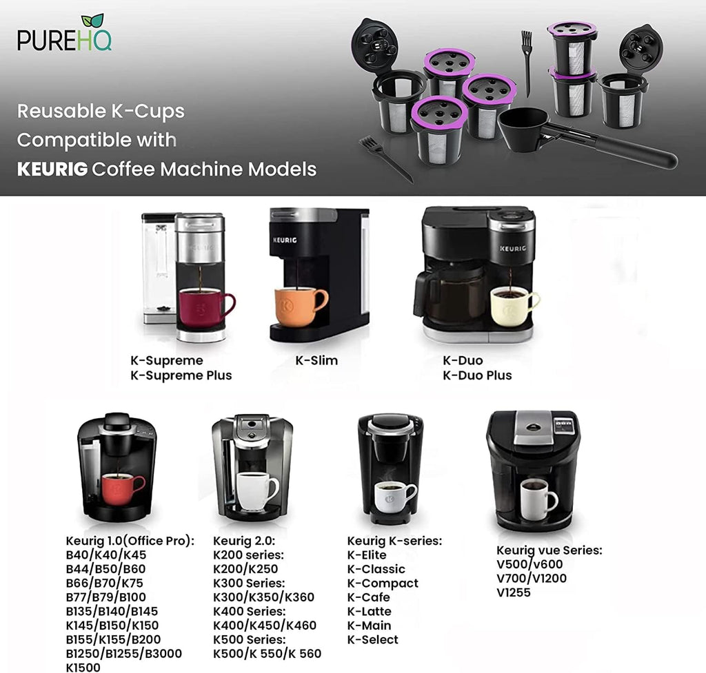 4 Reusable K Cups for Keurig Supreme, Plus, Slim, Classic - Refillable Coffee Pods Filter X2604
