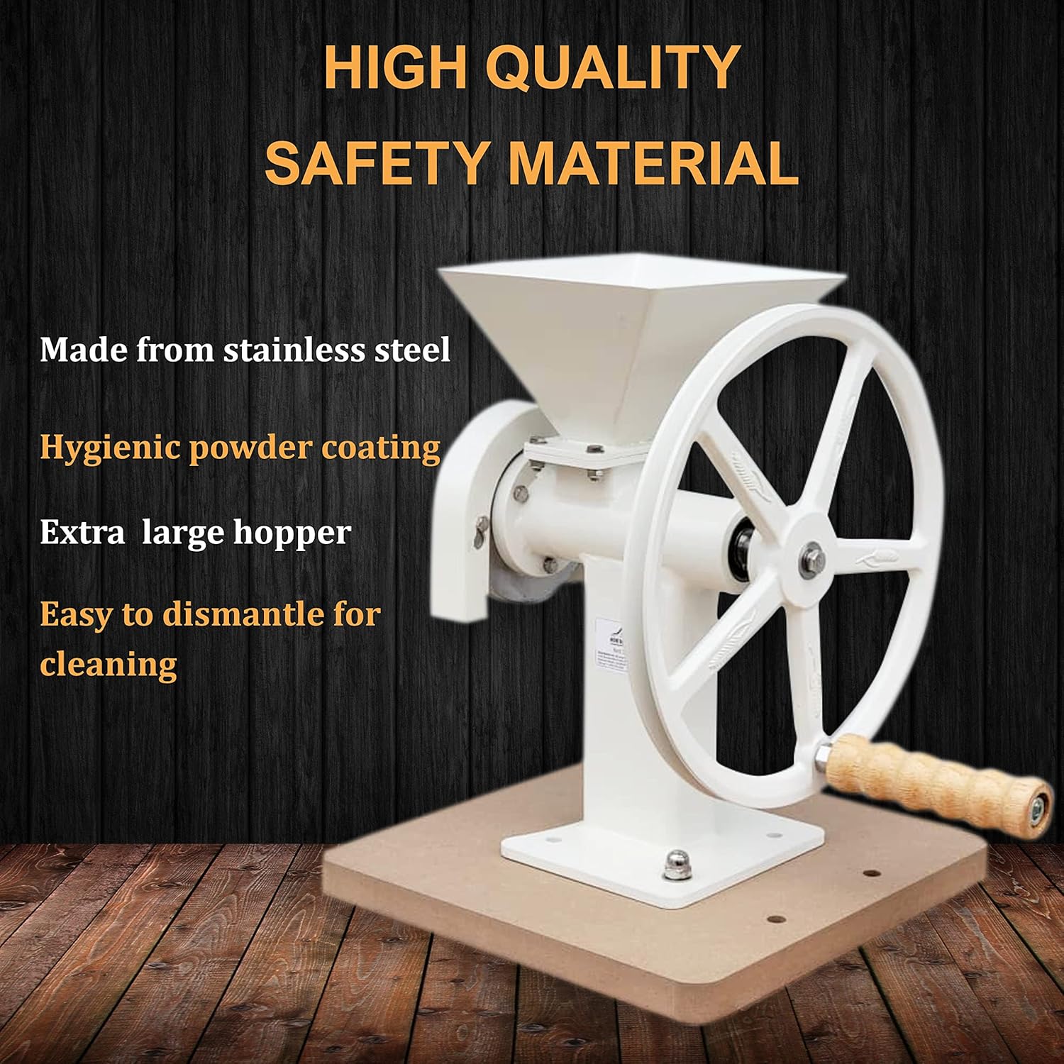 Manual Hand Grain Mill With Steel Disc for Flour, Cereals, and Coffee Beans A637