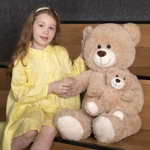 Giant 4 Feet Teddy Bear Stuffed Animal with Baby Bear Plush, Brown O98124