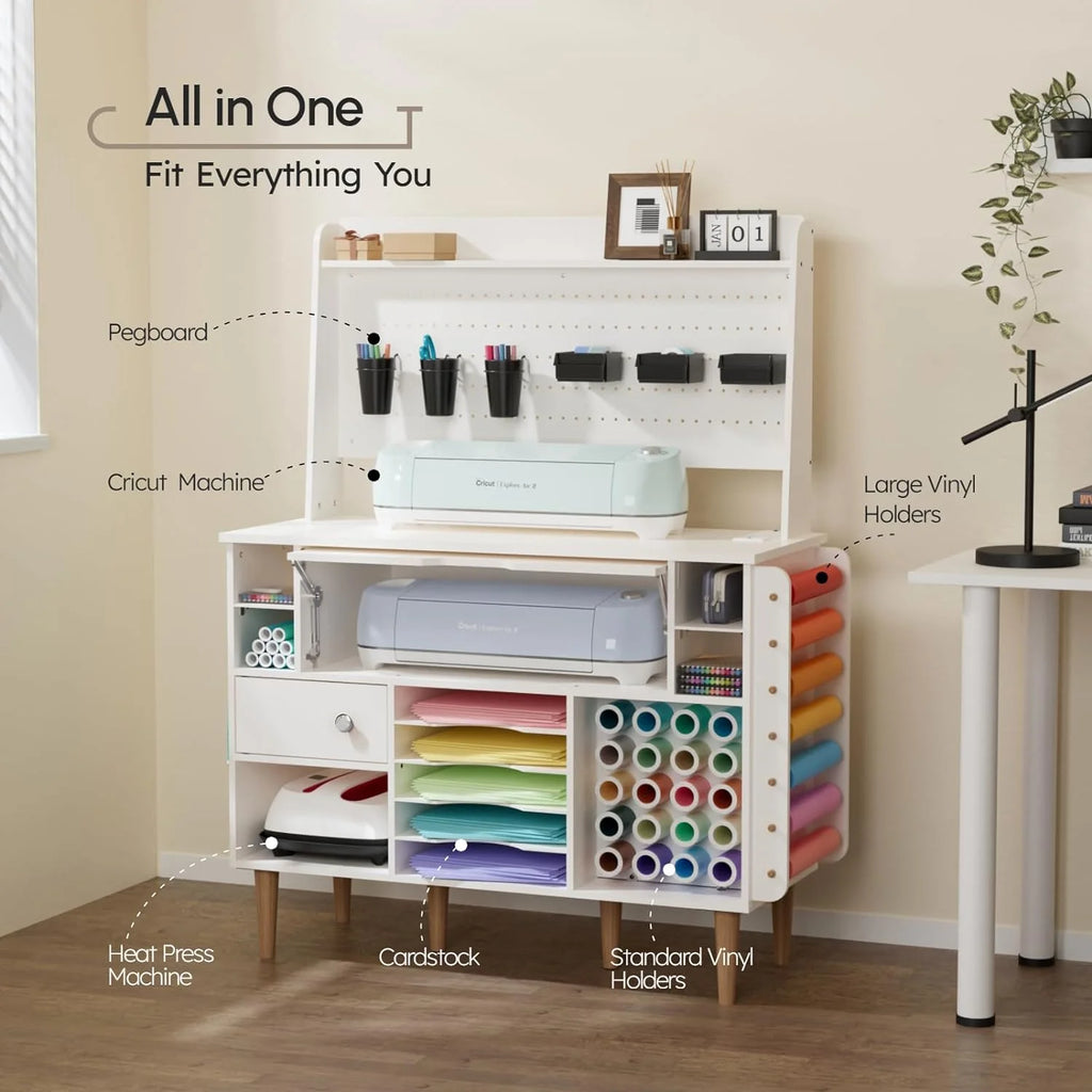 Craft Storage Cabinet with Pegboard and Vinyl Roll Holders Q83763