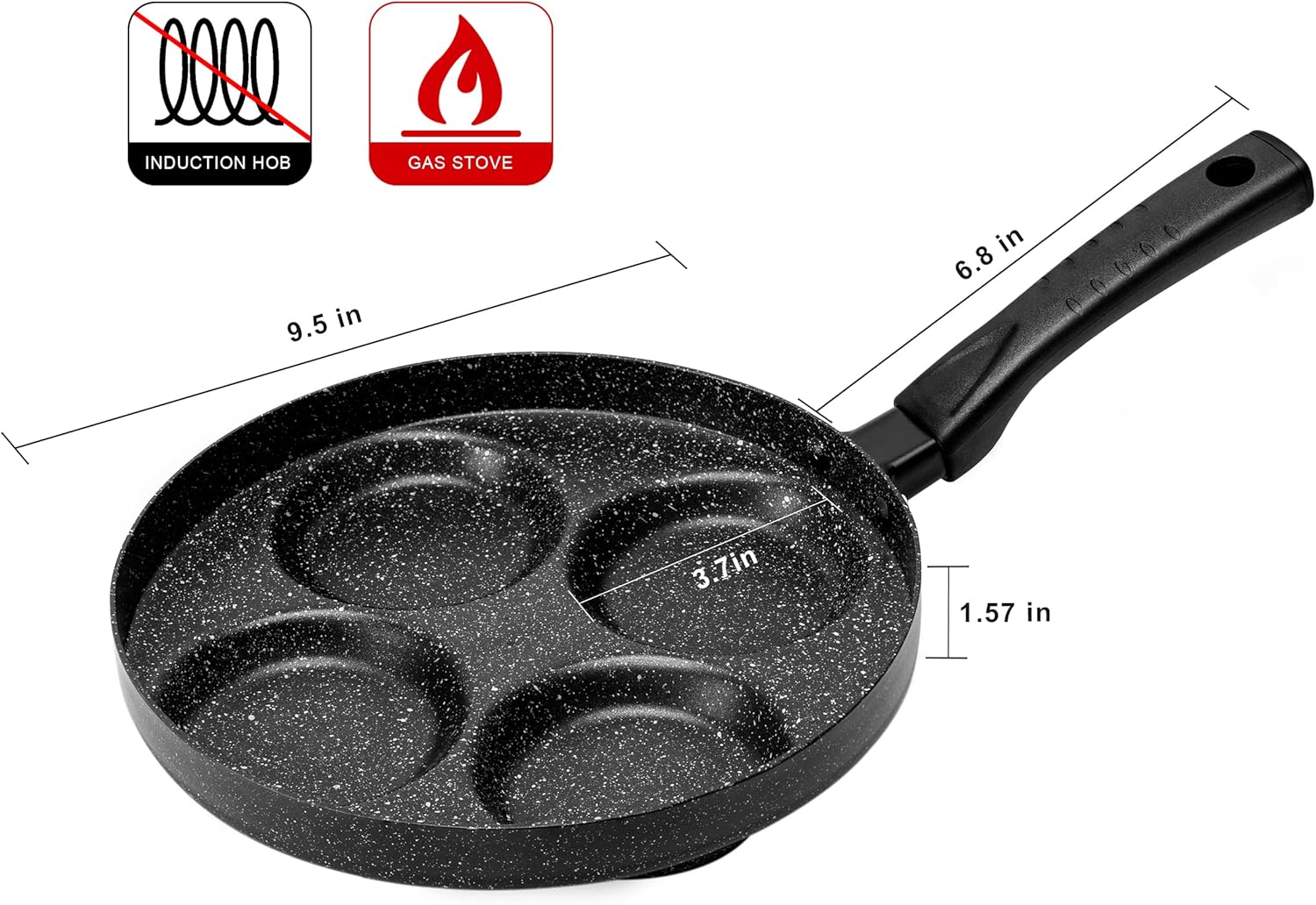 Egg Frying Pan, 4-Cup Nonstick with Lid and Spatula Q540
