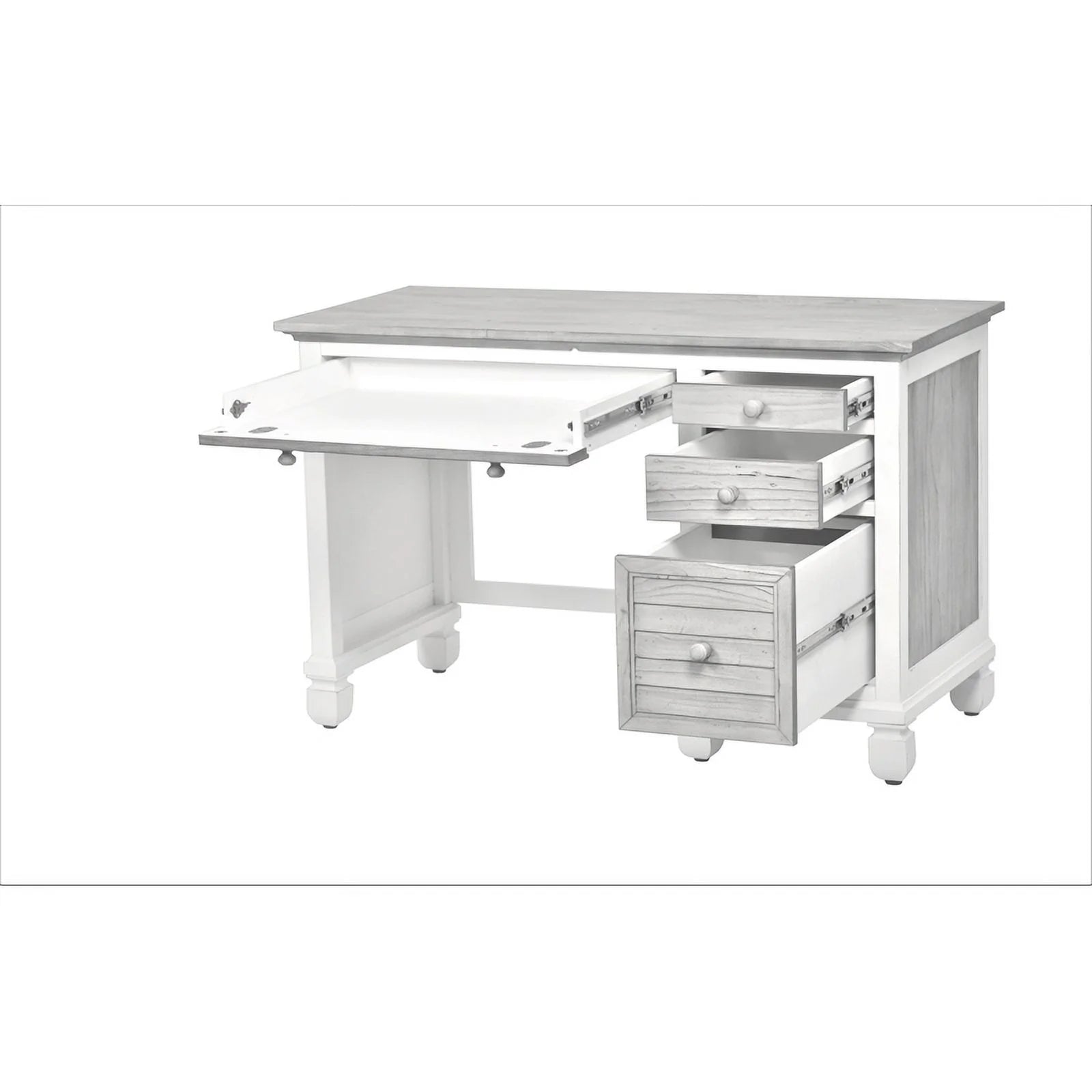 Wood Desk & Chair Set in Gray/White R814781