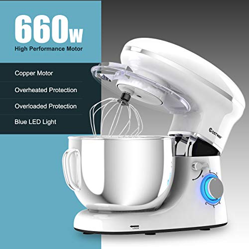 Stand Mixer, 660W Electric Kitchen Mixer with 6-Speed Control, 6.3-Quart Stainless Steel Bowl I76860