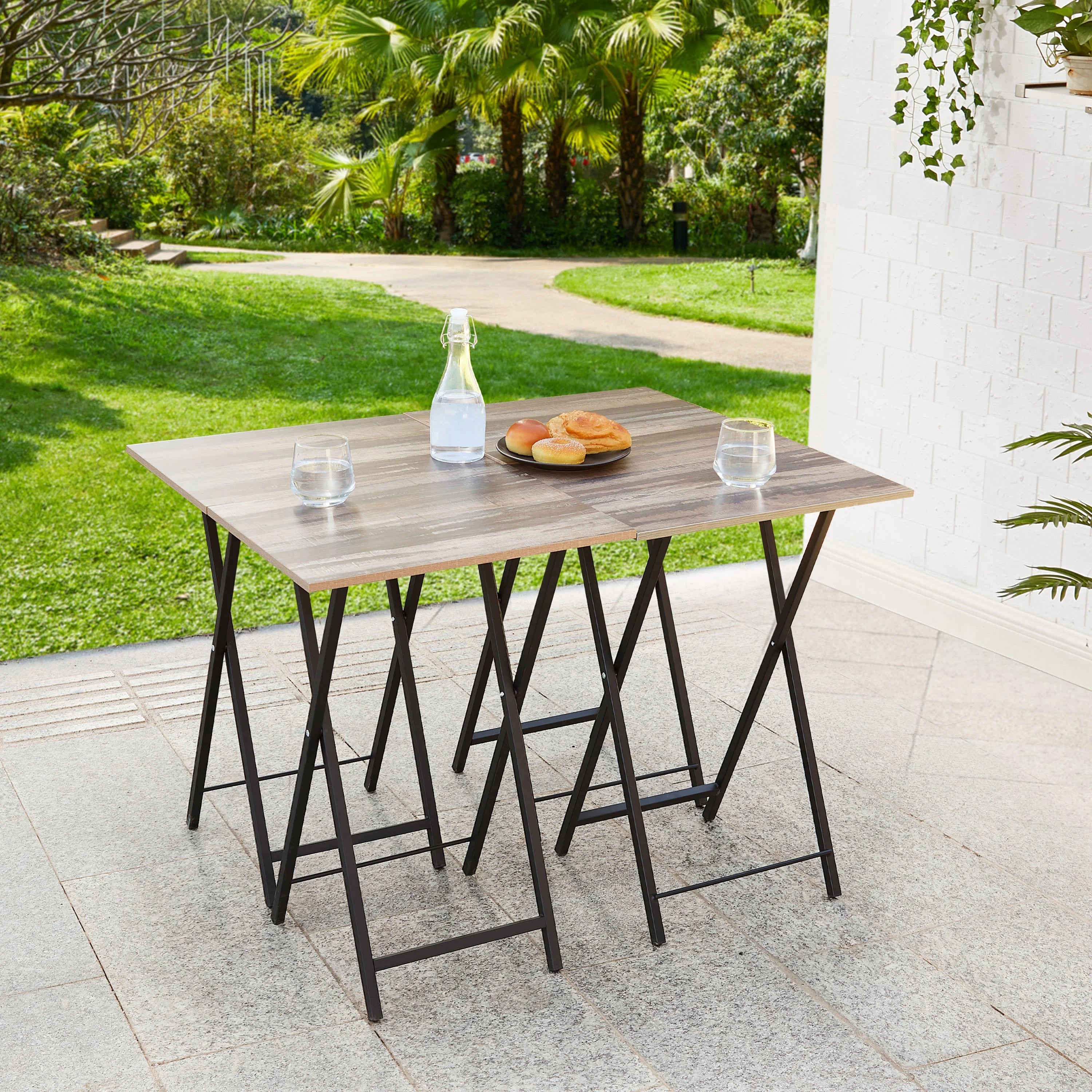 Folding TV Dinner Tables with Stand, Set of 4 for Small Spaces B1477