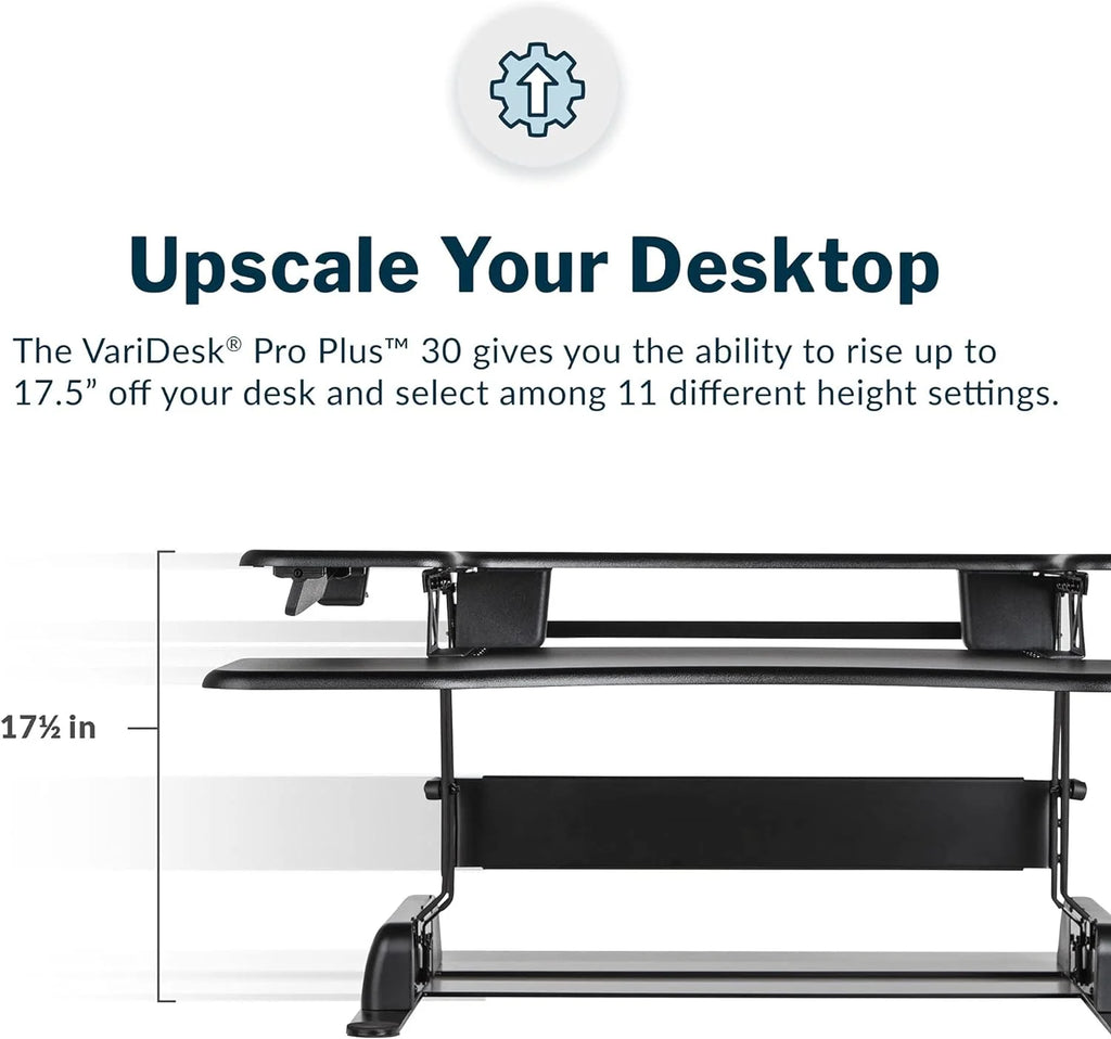 30" Two-Tier Height Adjustable Standing Desk Converter & Monitor Riser, Black M8075