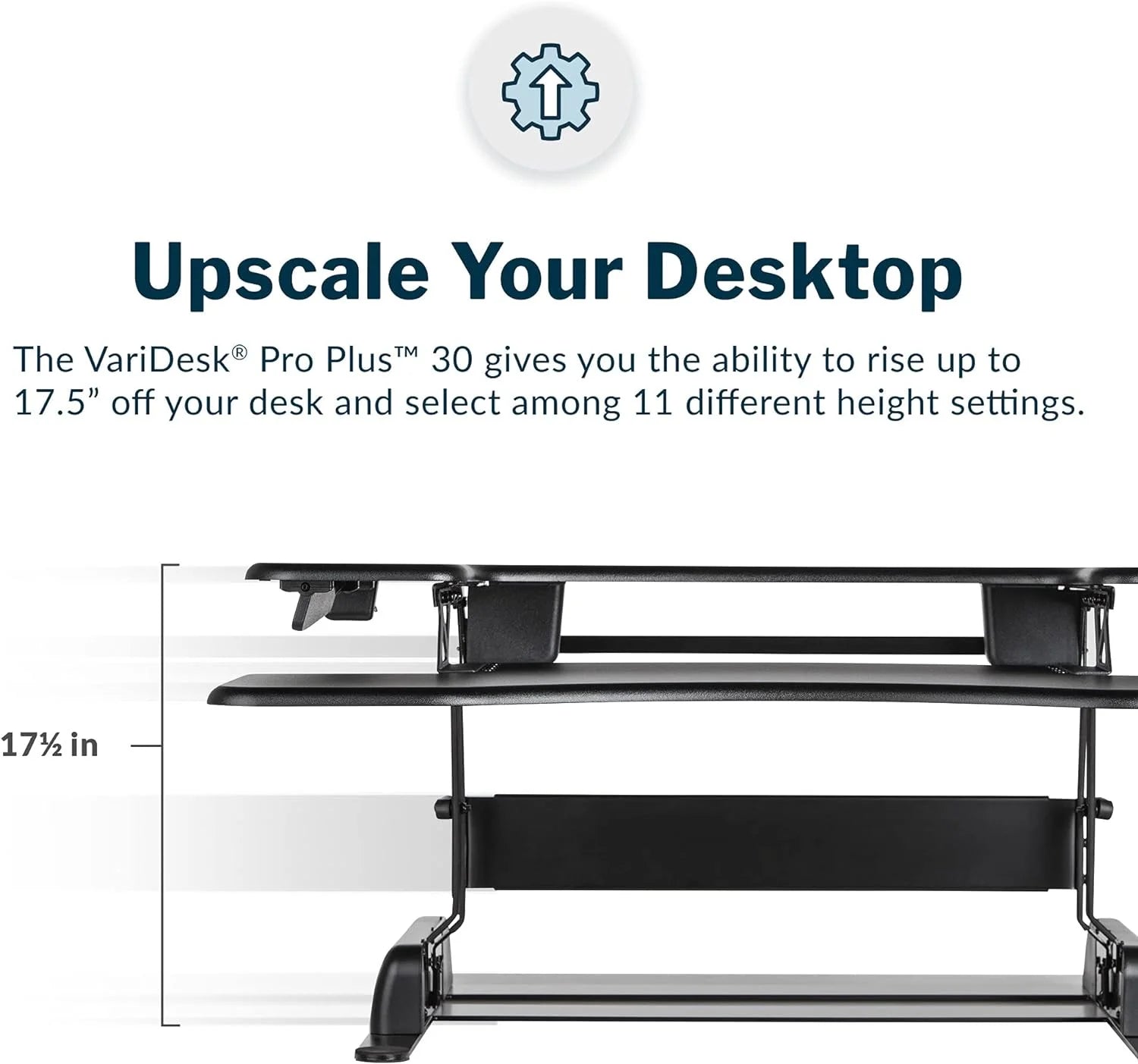 30" Two-Tier Height Adjustable Standing Desk Converter & Monitor Riser, Black M8075