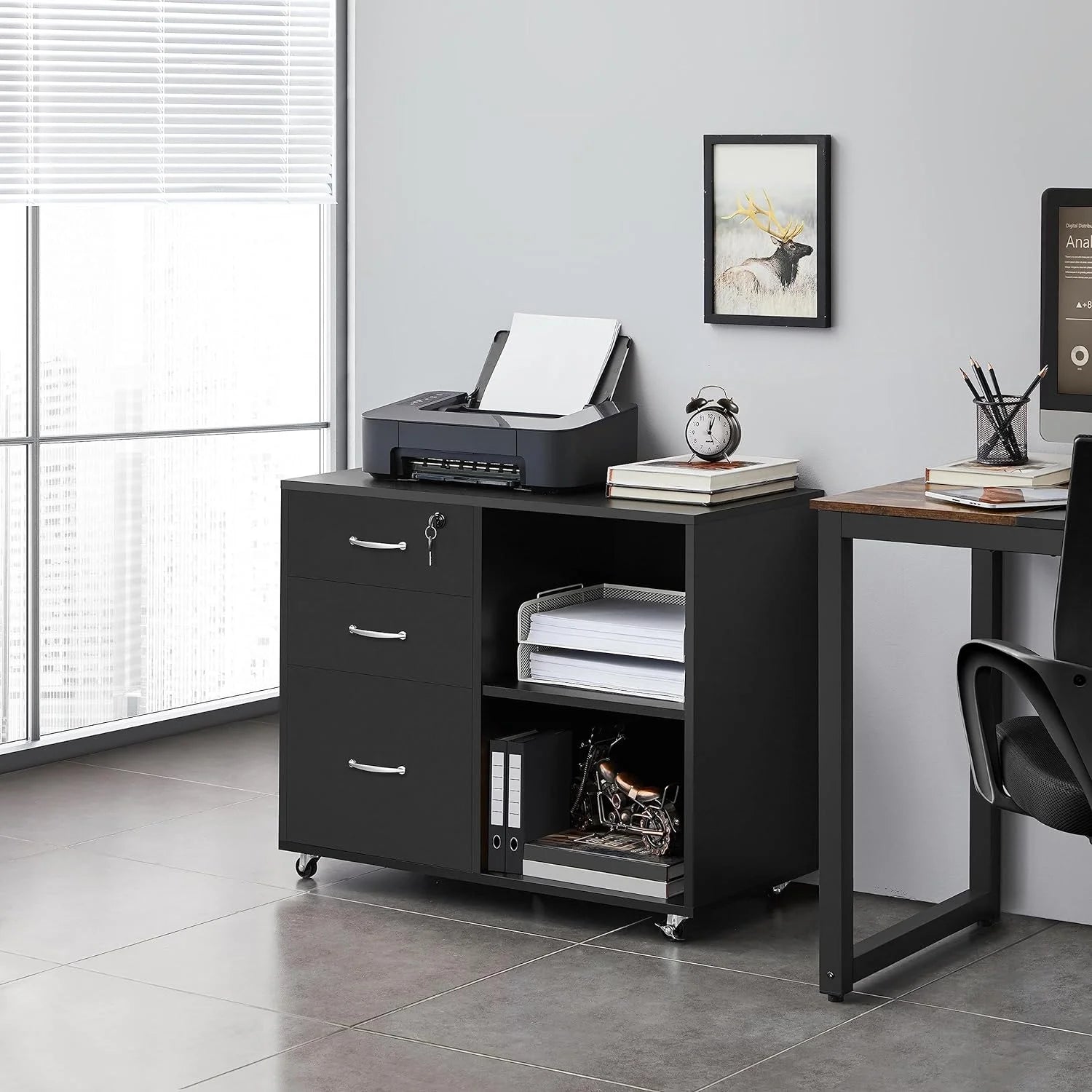 3 Drawer Lateral File Cabinet with Lock for Letter A4 Q625797