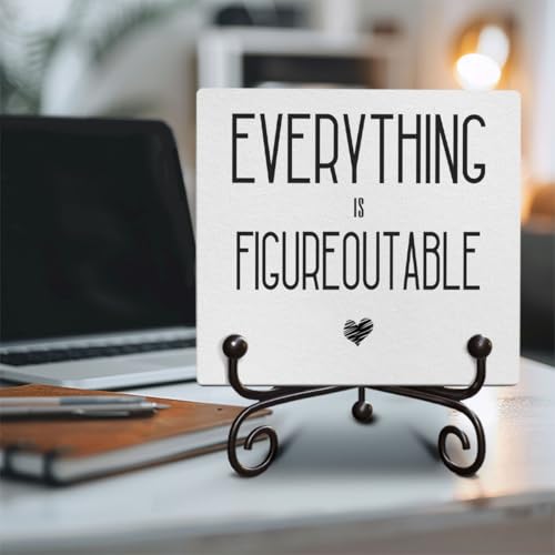 Funny Positive Quotes Wooden Sign for Office Shelf Desk Decor, 5 x 5 Inches A1072