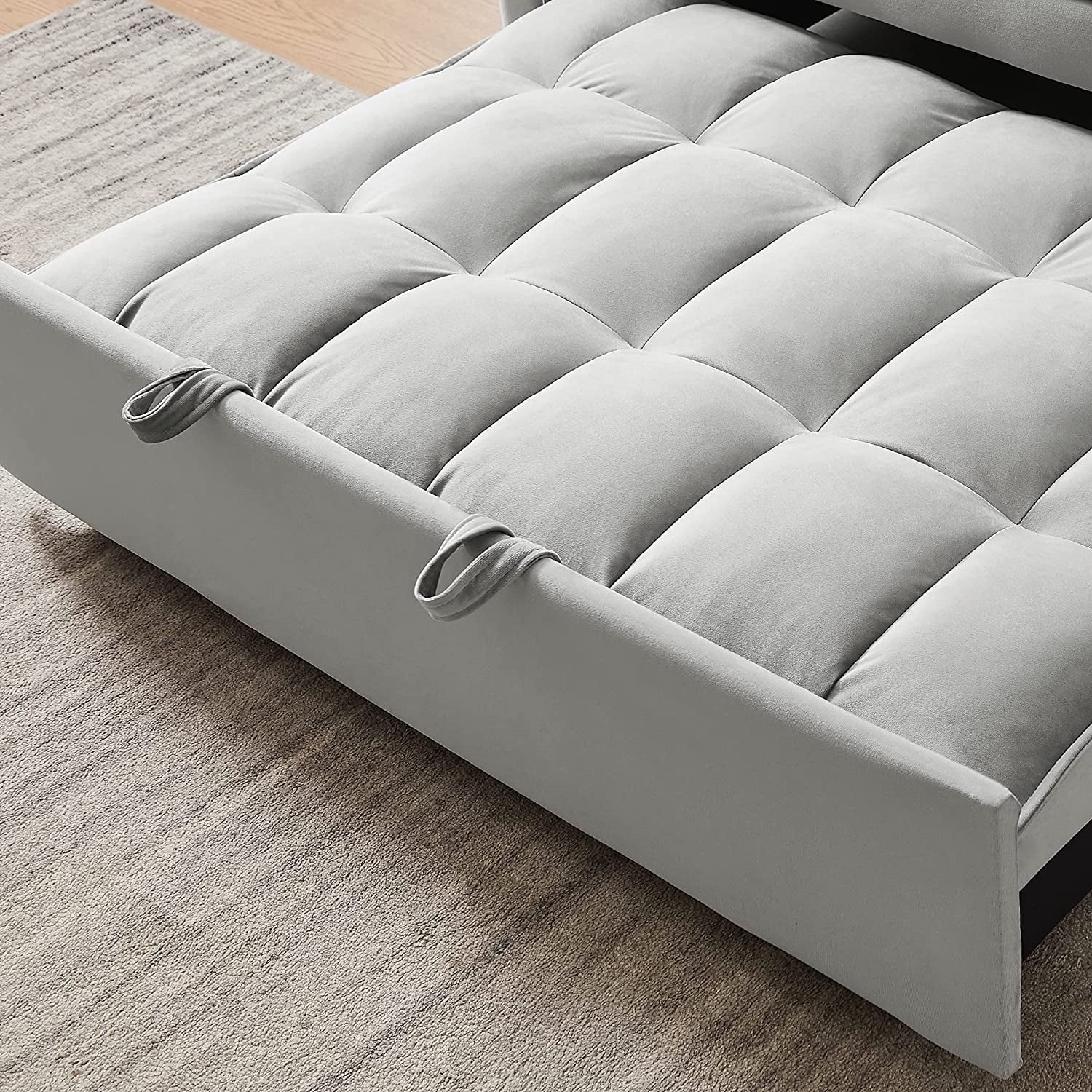 Pull Out Sleeper Sofa with Toss Pillows, Velvet Loveseat with Adjustable Backrest S57375