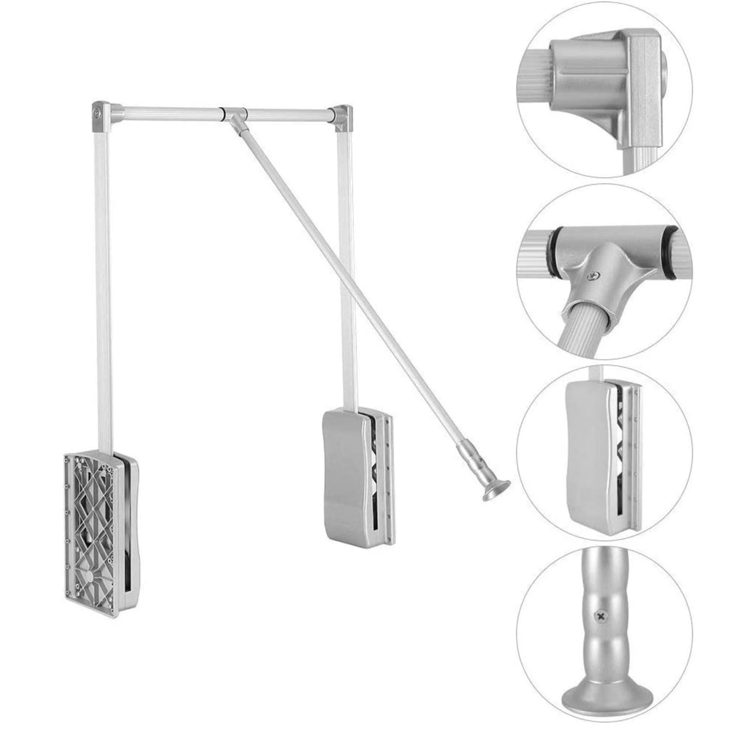 Pull Down Closet Rod, Adjustable 35-46.7 inch, Heavy Duty Hanging Clothes Rail J197