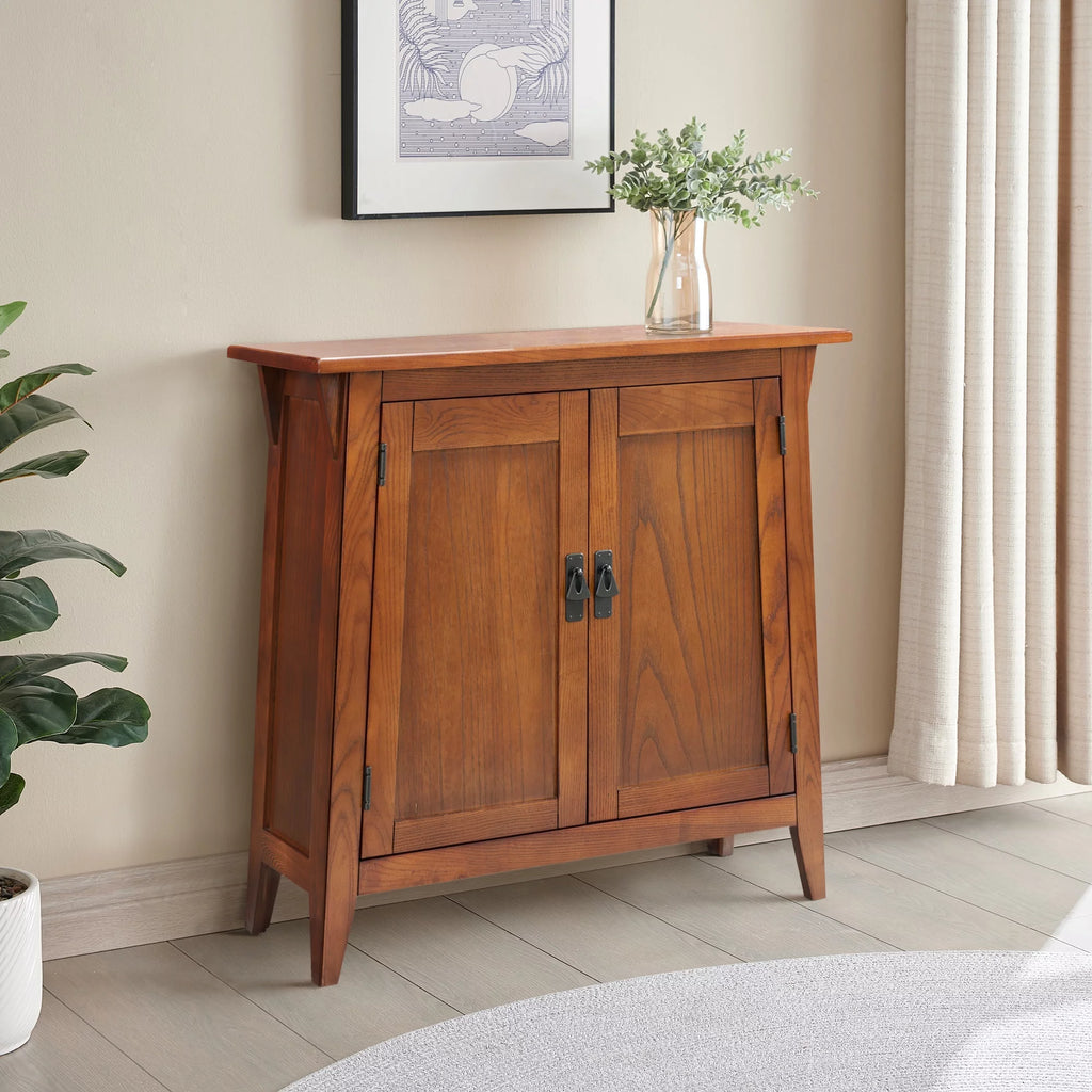 Mission Foyer Cabinet Hall Stand, Solid Wood, Rich Russet Finish Q836359