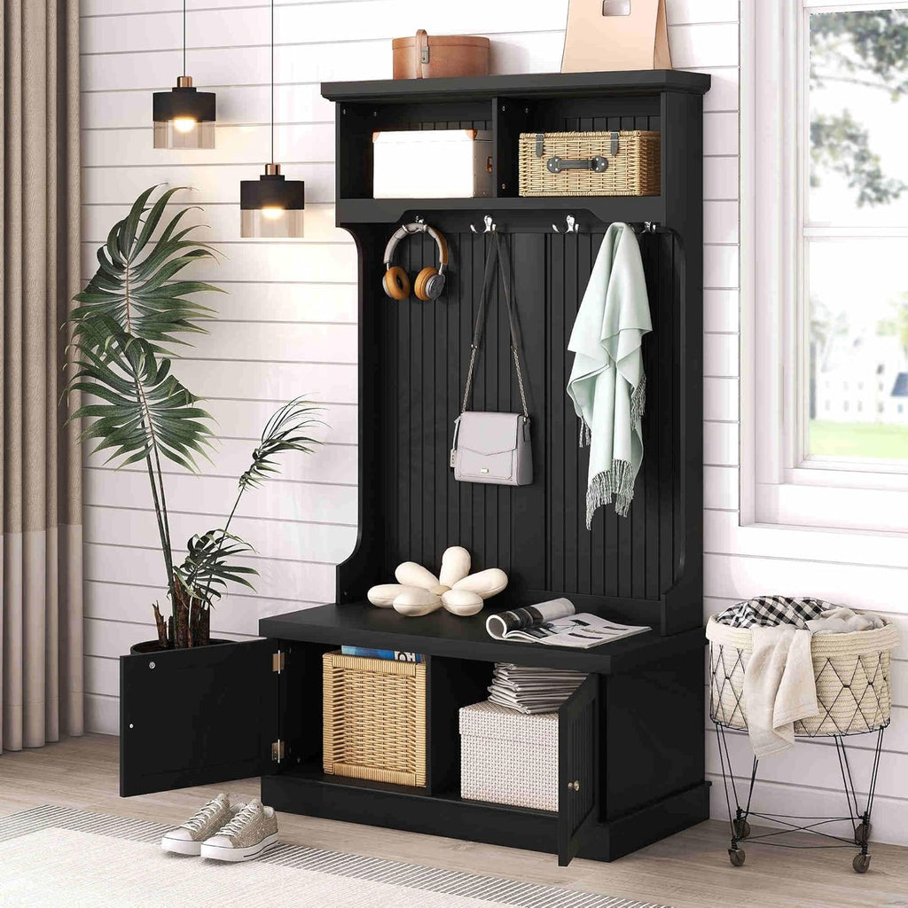 Hall Tree with Bench and Shoe Storage, Coat Rack T66116