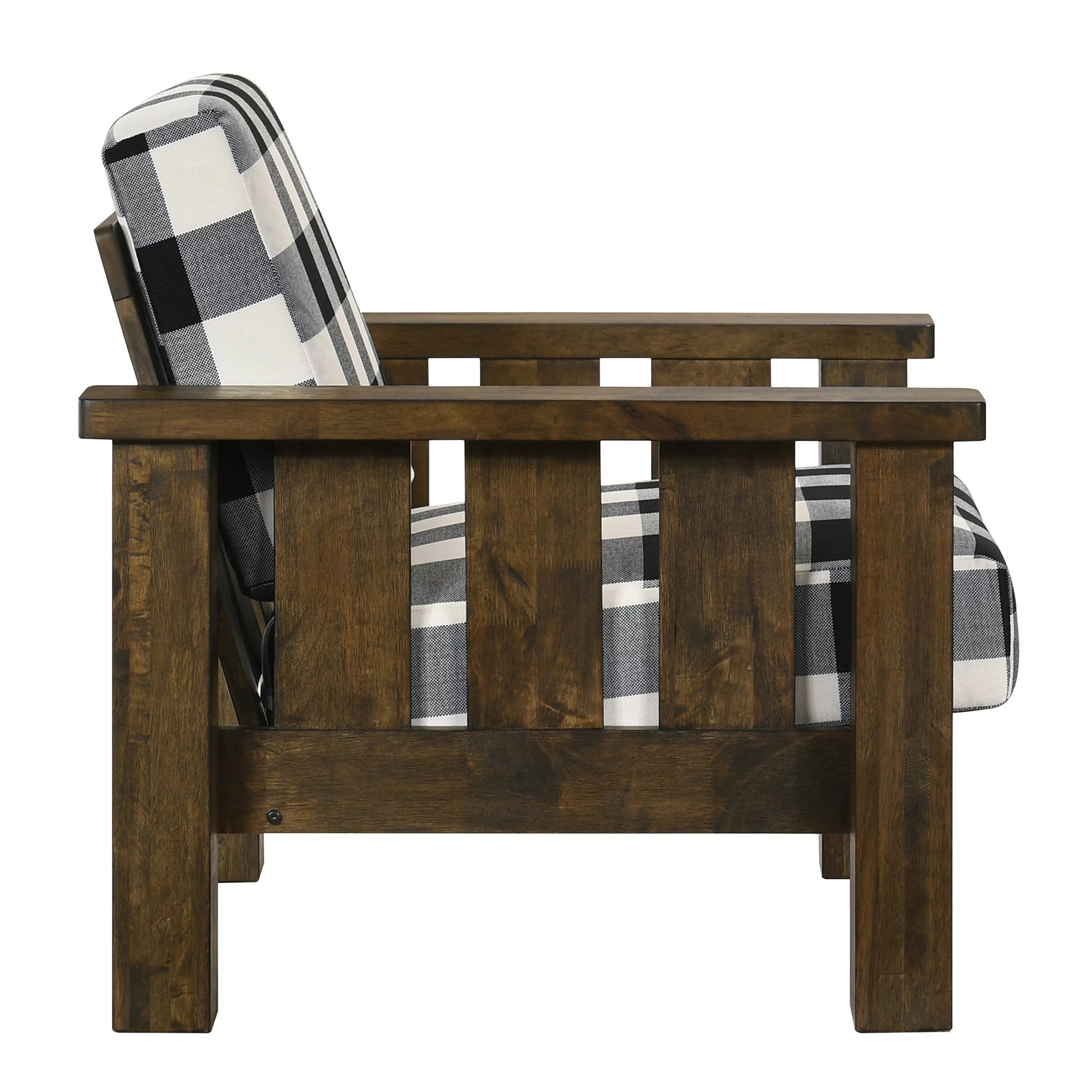 Rustic Oak Linen Fabric Padded Accent Chair U369522
