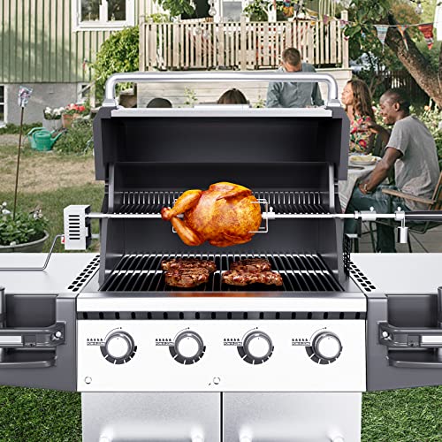 Universal Grill Rotisserie Kit, Electric BBQ Motor, Stainless Steel, 32"/39" Spit Rod H178