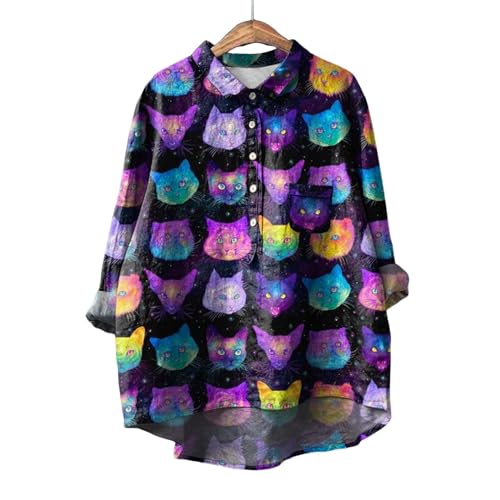 Women's Casual Button Down Oversized Blouse Long Sleeve with Pocket Z550730
