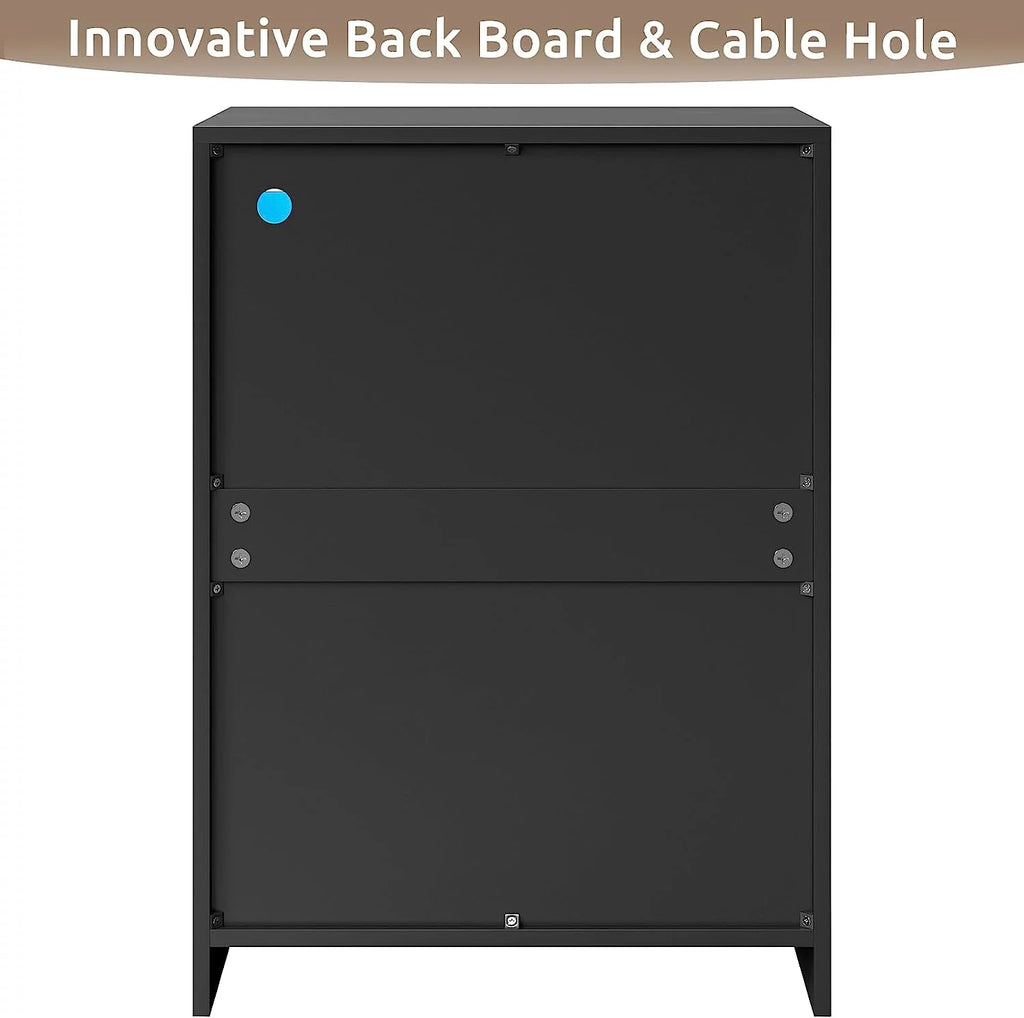 3 Drawers Dresser with LED Lights for Bedroom, Black P281