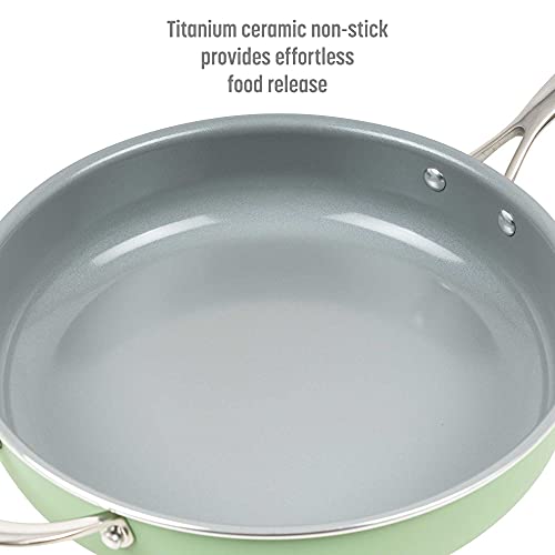 Ceramic Nonstick Deep Saute Pan with Lid, 4-Quart, Green Z851549