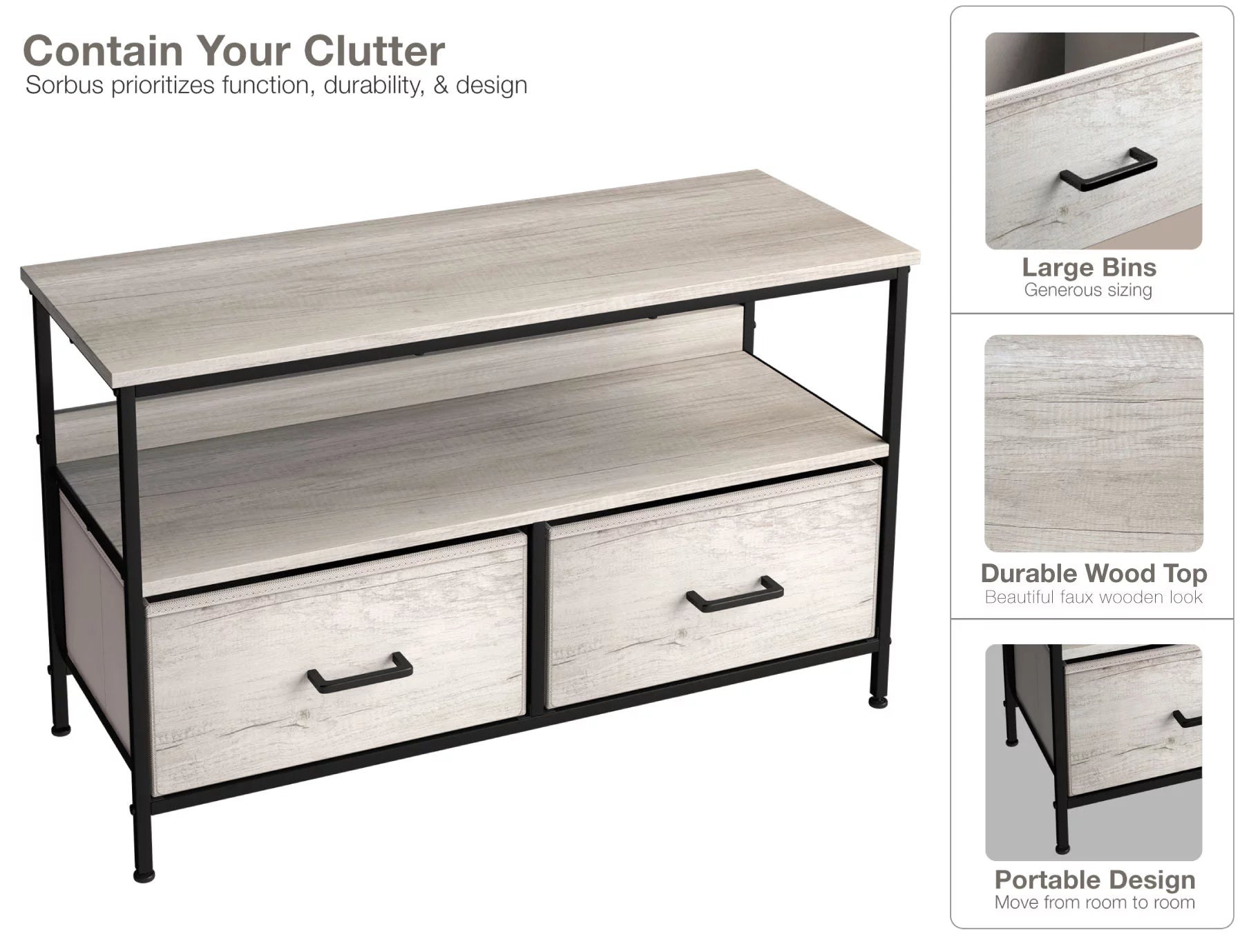 TV Stand Dresser with 2 Drawers and Storage I408643
